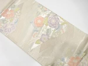 松に菊・椿模様織出し袋帯